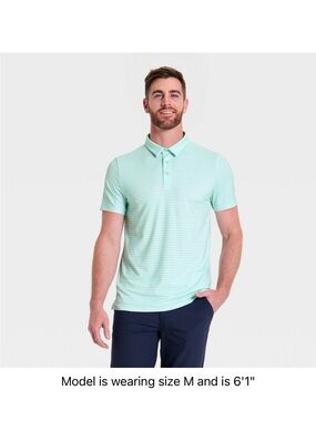 all in motion Mint Green Thin-Stripe Polo